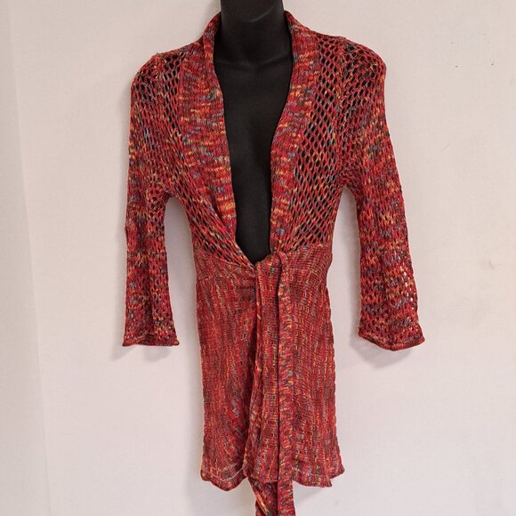 Neslay Paris Multi Colored Knit Front Tie Sweater Misses Size Misses S/M - Picture 3 of 13